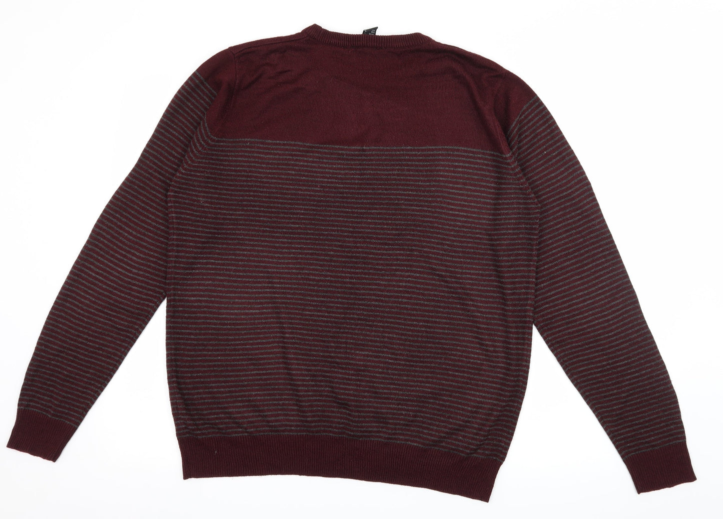 Cedar Wood State Mens Red Striped Knit Pullover Jumper Size L