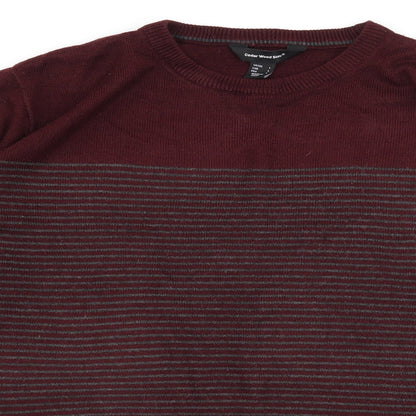 Cedar Wood State Mens Red Striped Knit Pullover Jumper Size L