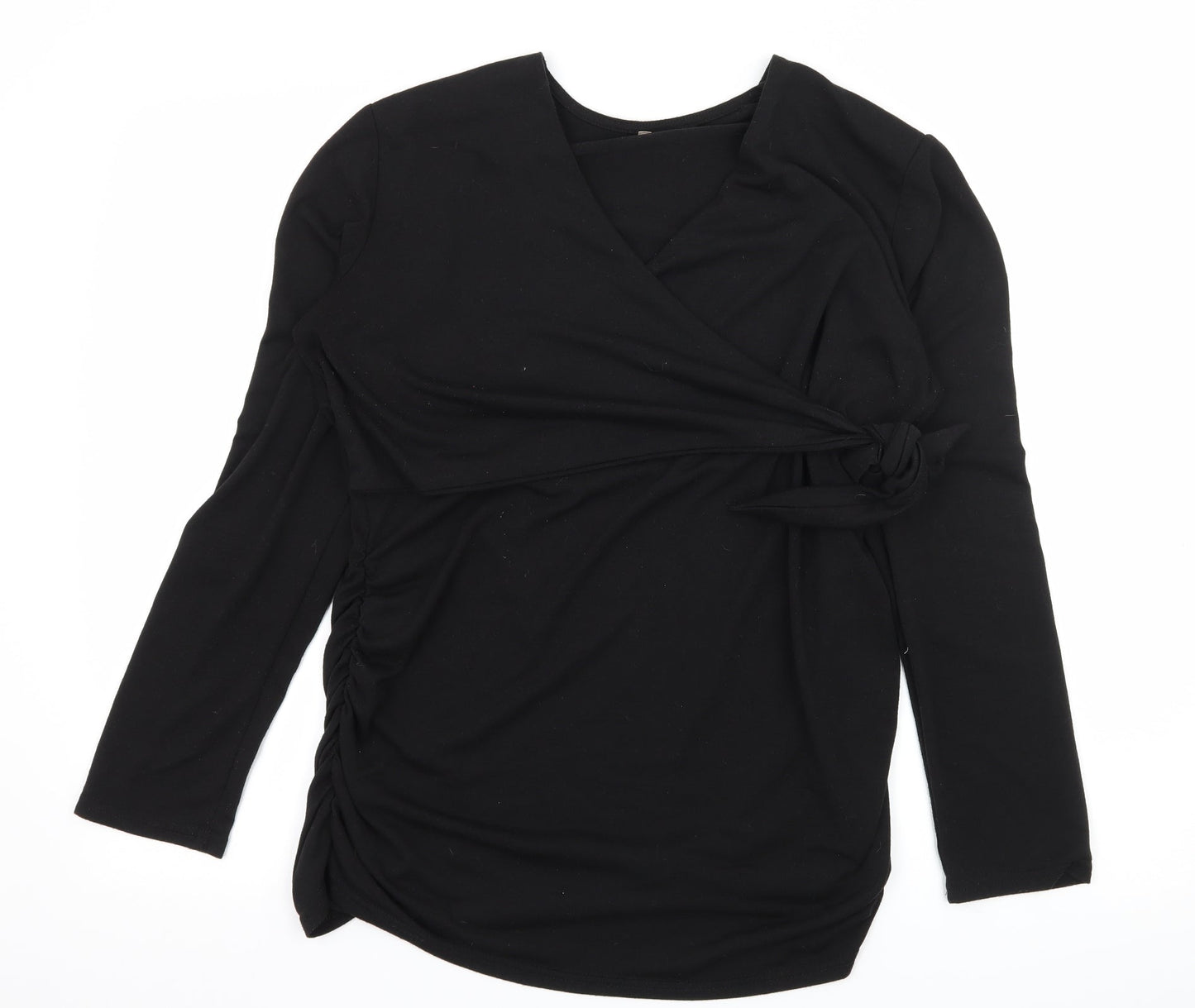 Womens UK Size L Preworn Black Basic T-Shirt