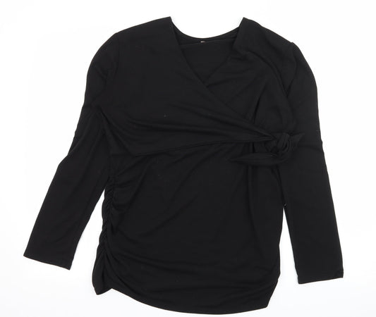 Womens UK Size L Preworn Black Basic T-Shirt