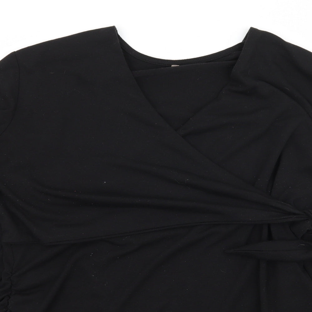 Womens UK Size L Preworn Black Basic T-Shirt