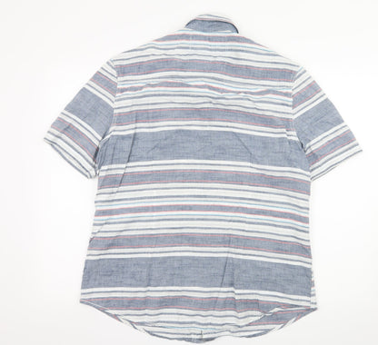 Mens UK Size XL Drift King Blue  Button-Up Short Sleeve Casual Shirt