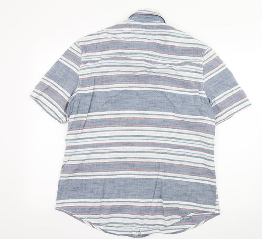 Mens UK Size XL Drift King Blue  Button-Up Short Sleeve Casual Shirt