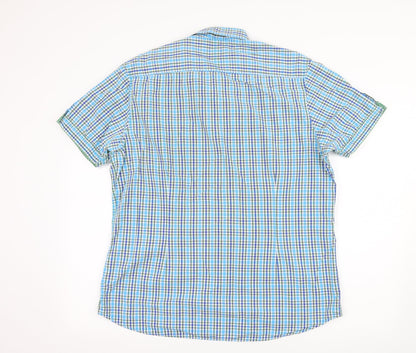 Mens UK Size L Burton Blue  Button-Up Short Sleeve Casual Shirt