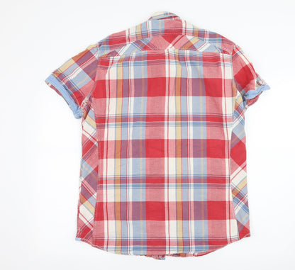NEXT Mens Red Plaid   Button-Up Size L
