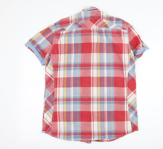NEXT Mens Red Plaid   Button-Up Size L