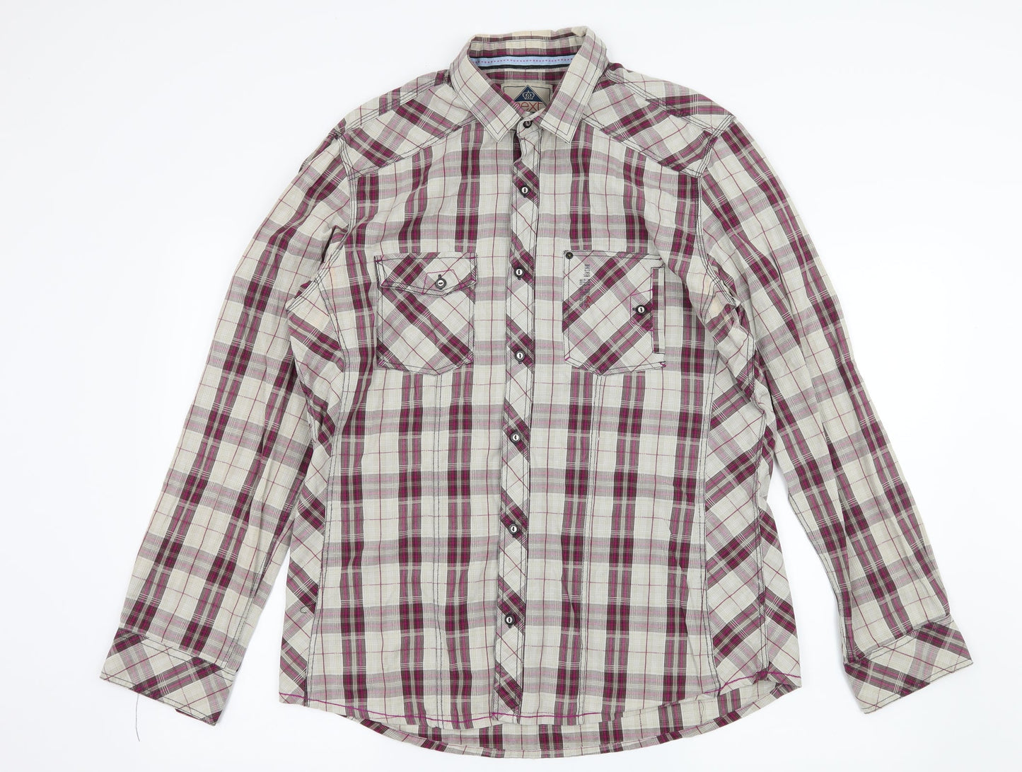 Mens UK Size L NEXT Grey  Button-Up Long Sleeve Casual Shirt