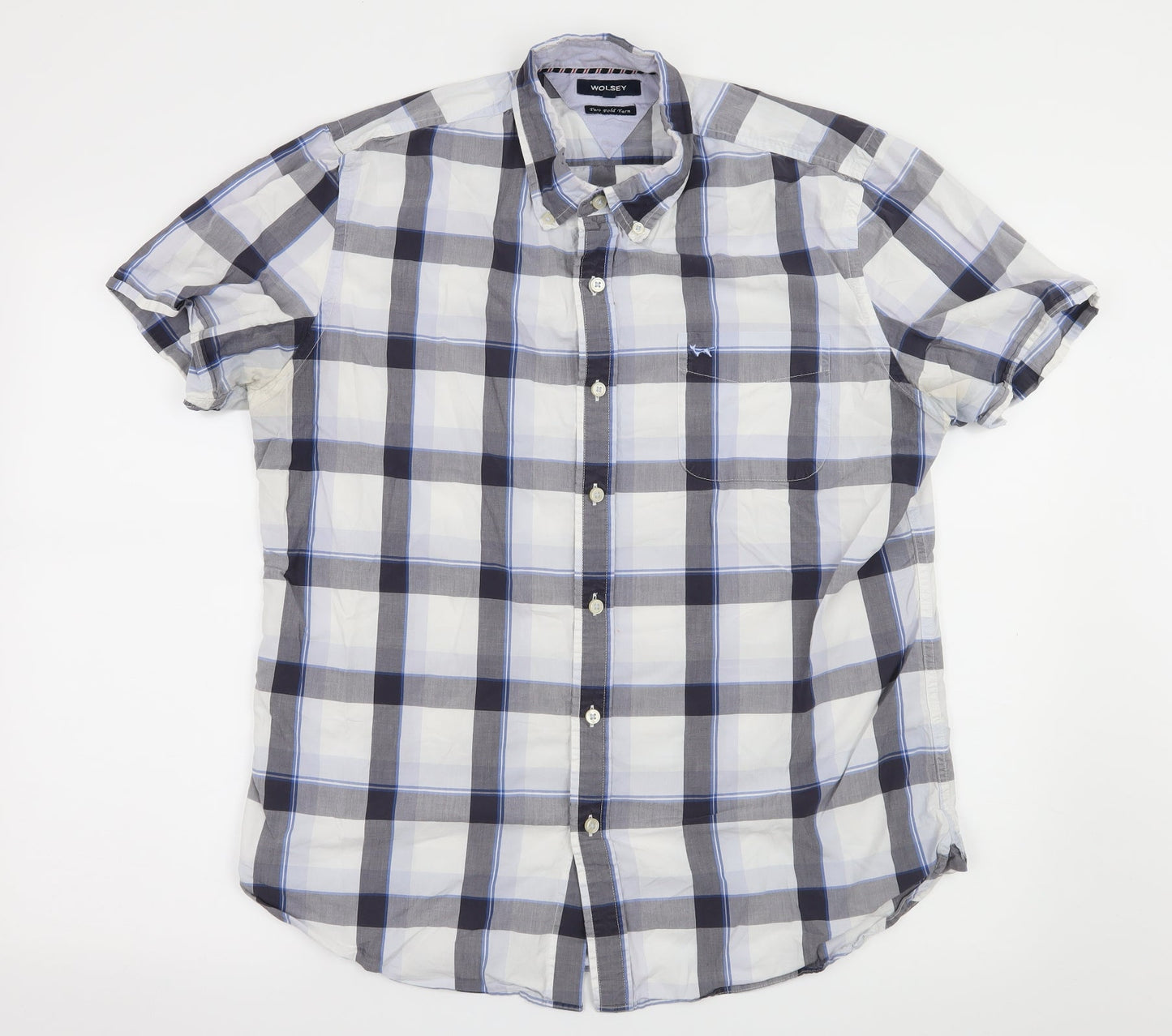 Wolsey Mens White Check   Button-Up Size L