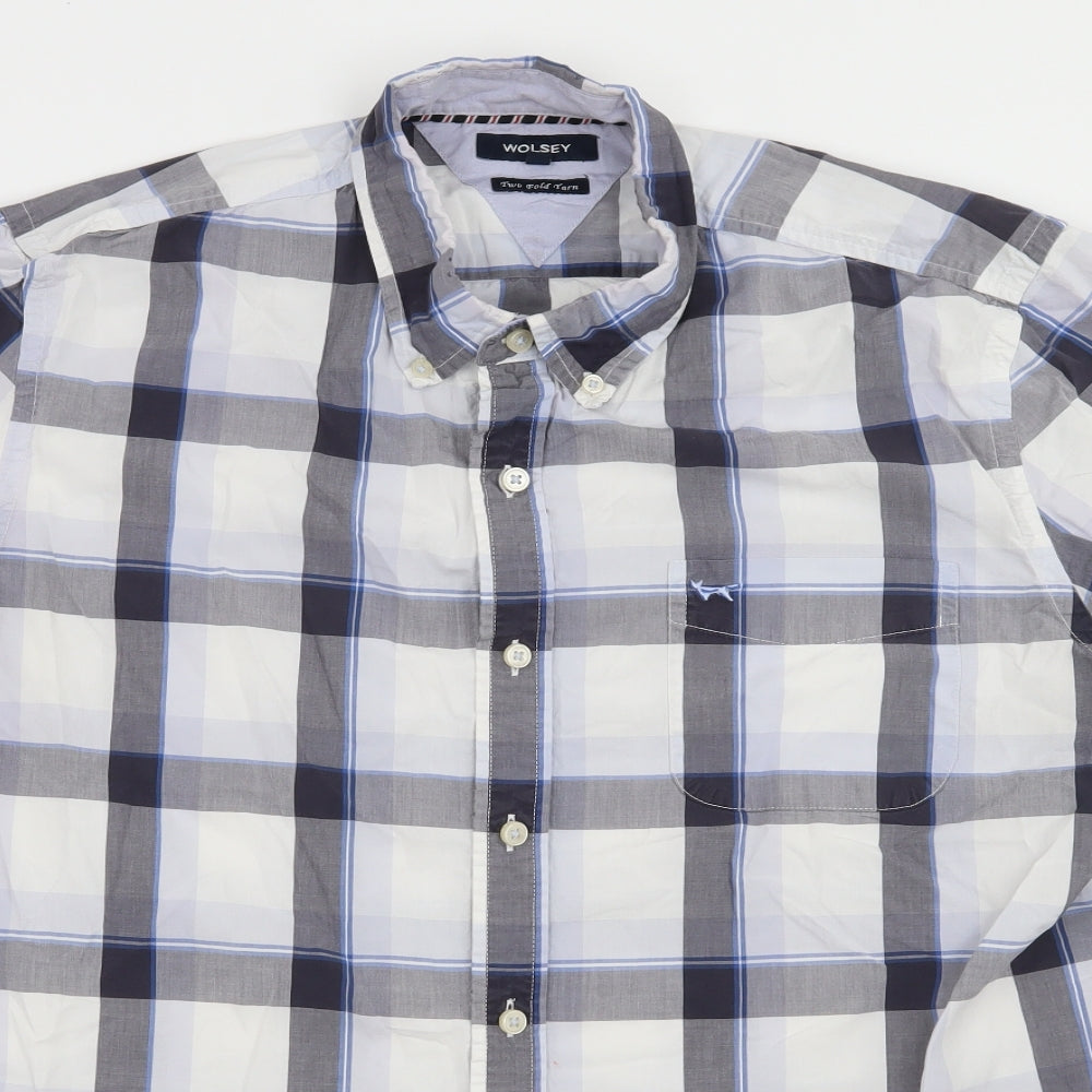 Wolsey Mens White Check   Button-Up Size L