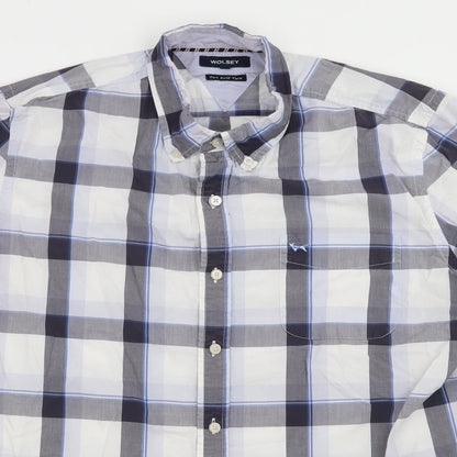 Wolsey Mens White Check   Button-Up Size L