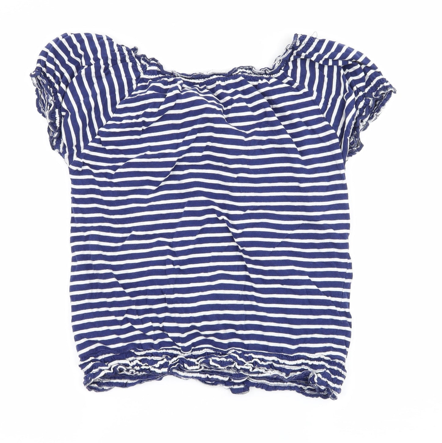 Ethel Austin Womens Blue Striped Jersey Basic T-Shirt Size 14