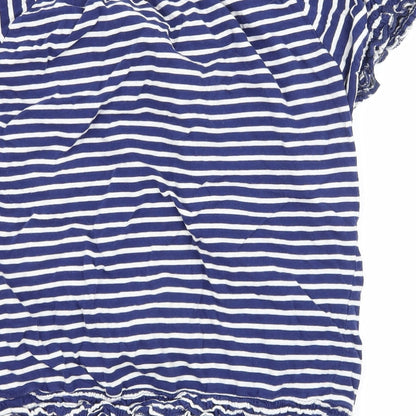Ethel Austin Womens Blue Striped Jersey Basic T-Shirt Size 14