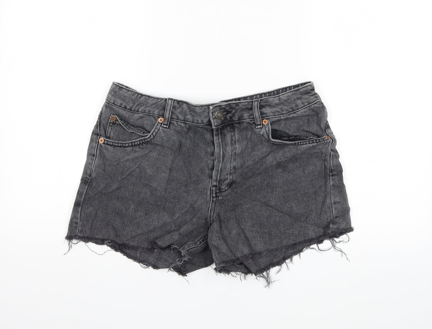 Topshop Womens Grey  Denim Hot Pants Shorts Size 10