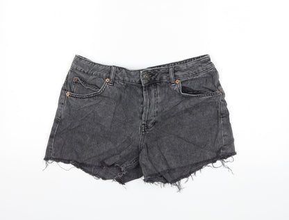 Topshop Womens Grey  Denim Hot Pants Shorts Size 10