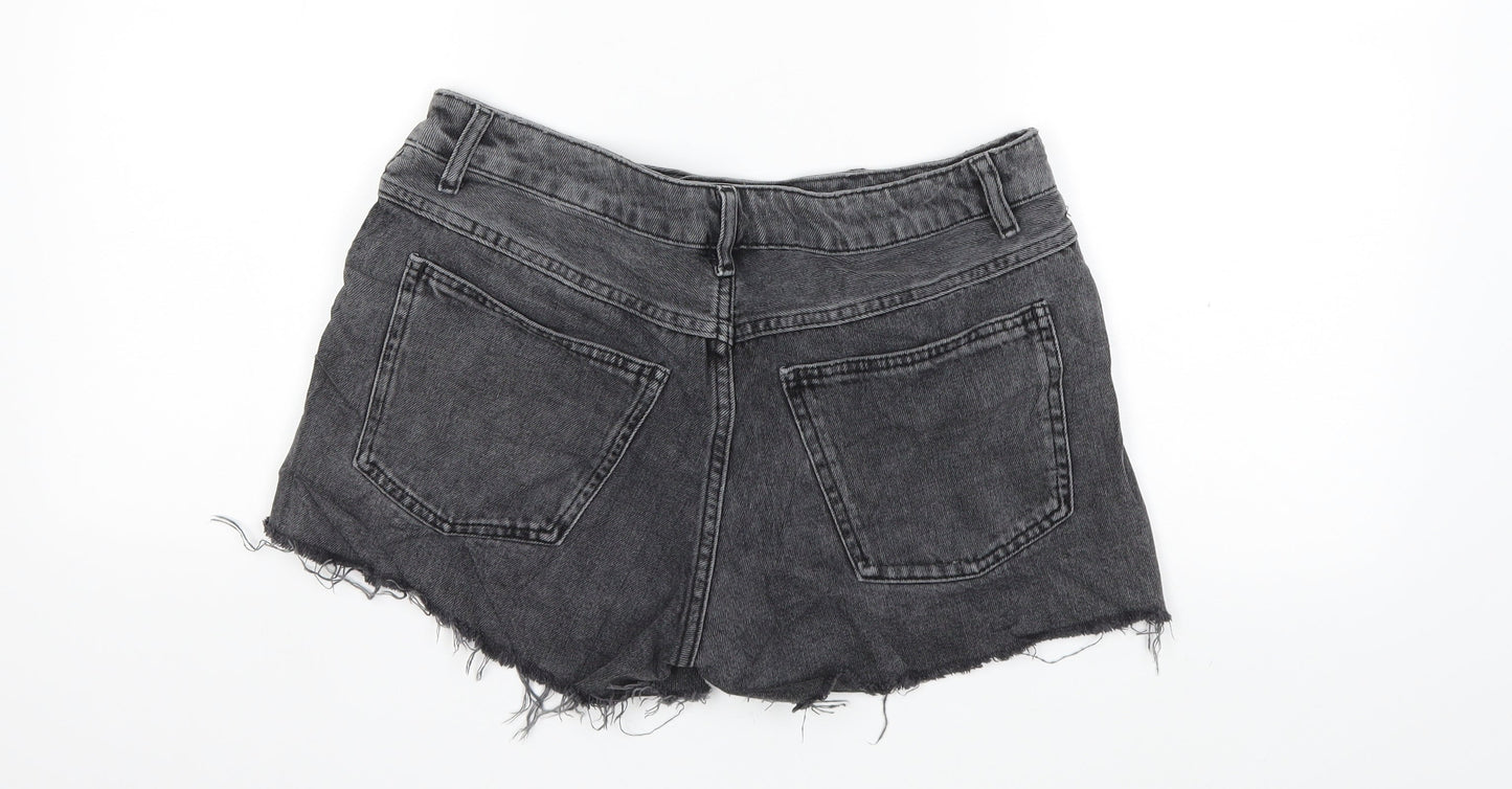 Topshop Womens Grey  Denim Hot Pants Shorts Size 10