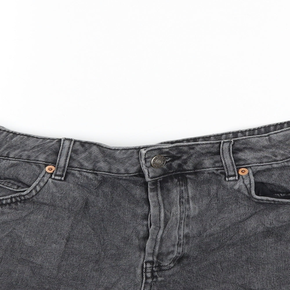 Topshop Womens Grey  Denim Hot Pants Shorts Size 10