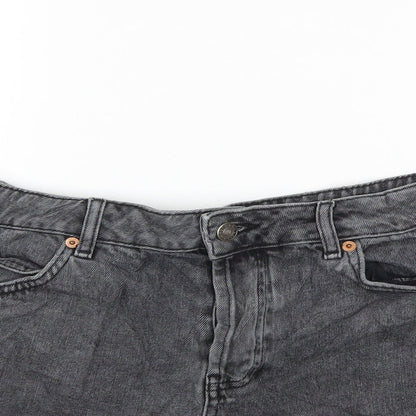 Topshop Womens Grey  Denim Hot Pants Shorts Size 10