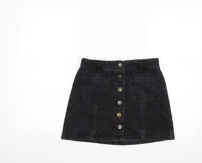 Miss Selfridge Womens Black  Denim Mini Skirt Size 8