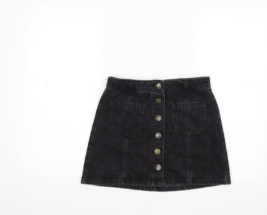 Miss Selfridge Womens Black  Denim Mini Skirt Size 8