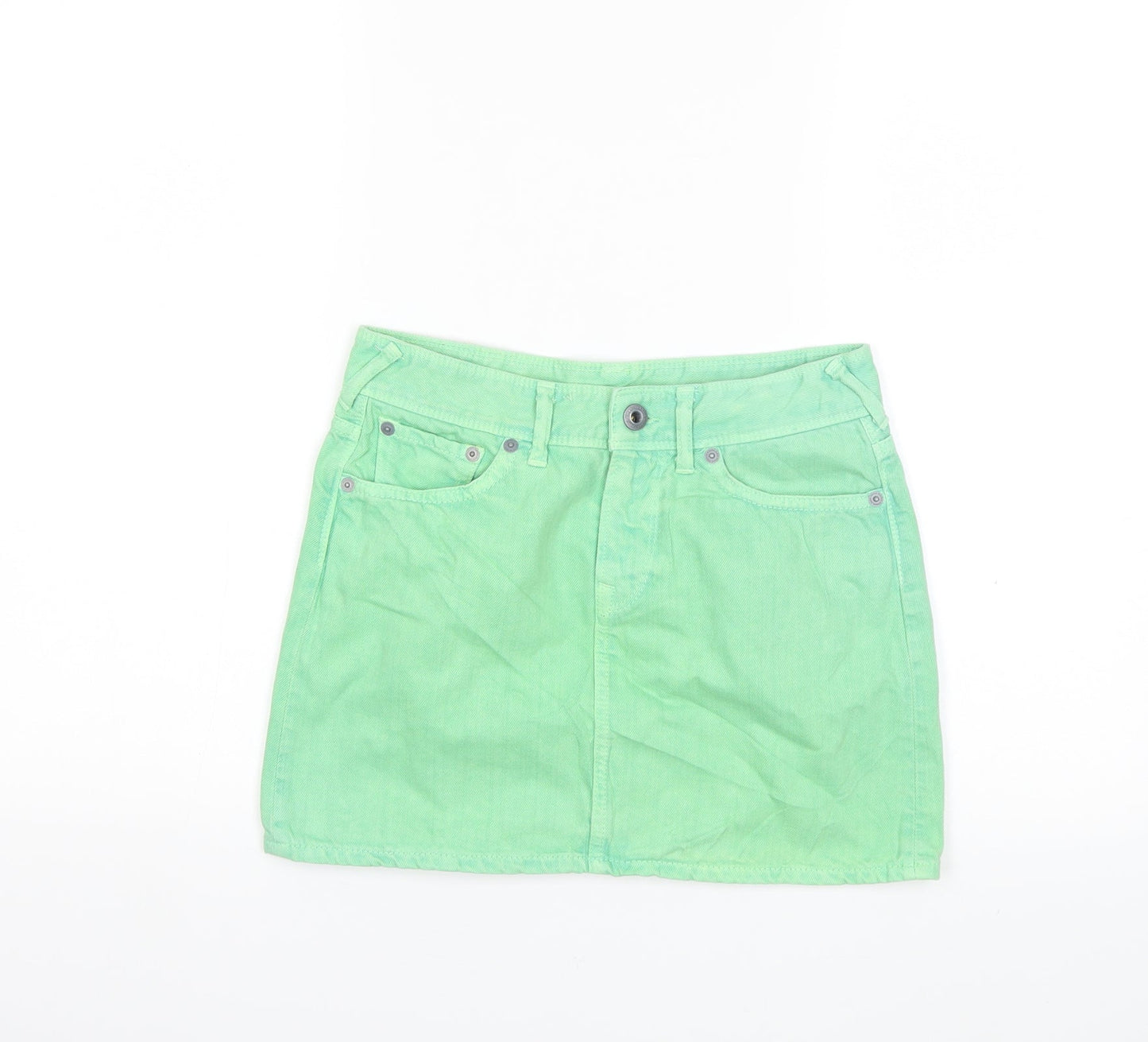 Jack Wills Womens Green  Denim Mini Skirt Size 6