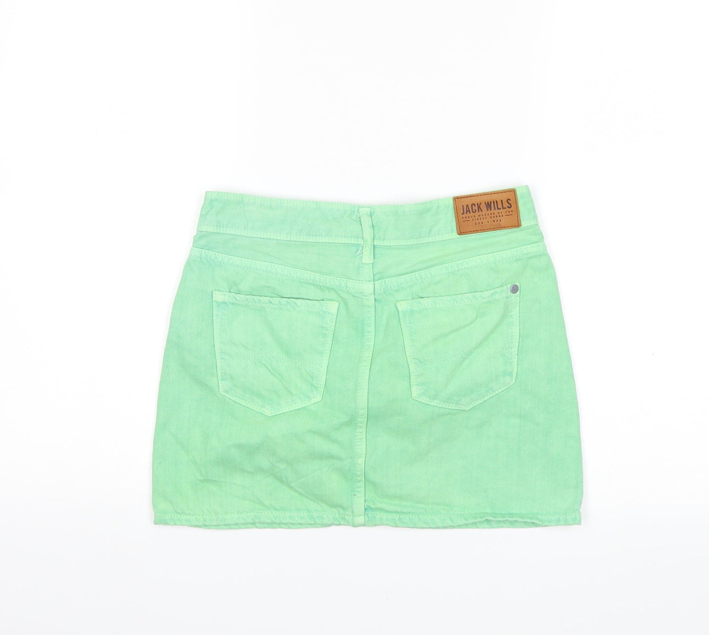 Jack Wills Womens Green  Denim Mini Skirt Size 6