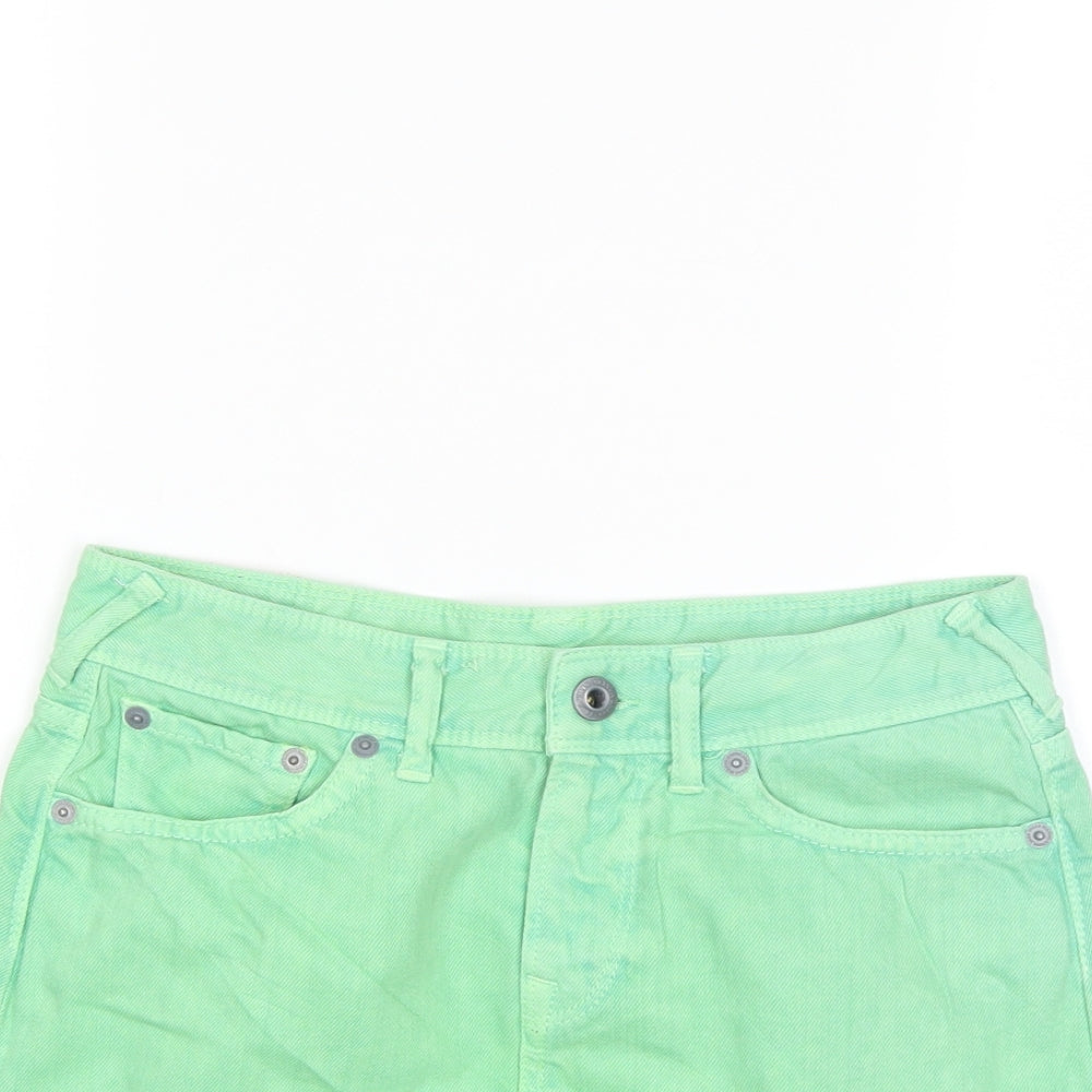 Jack Wills Womens Green  Denim Mini Skirt Size 6