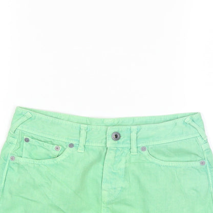Jack Wills Womens Green  Denim Mini Skirt Size 6