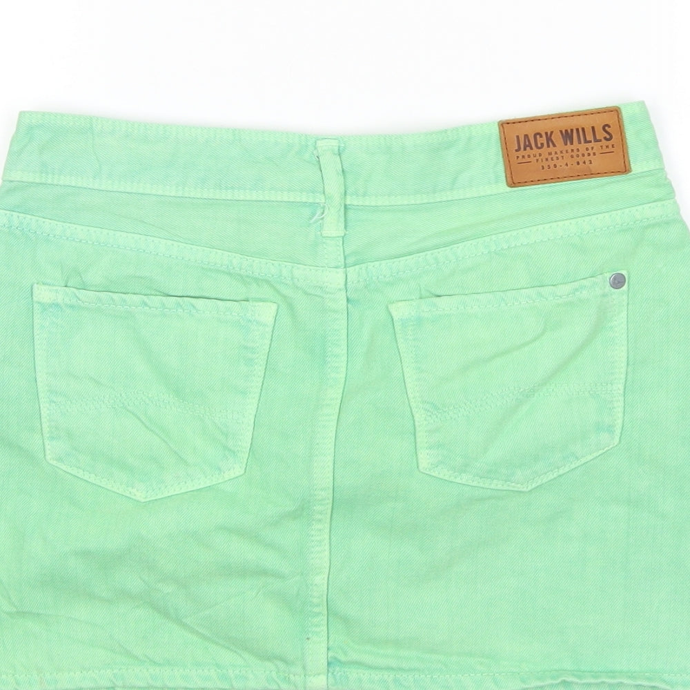 Jack Wills Womens Green  Denim Mini Skirt Size 6