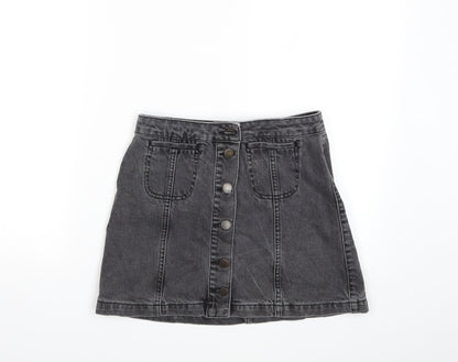 Topshop Womens Grey  Denim Mini Skirt Size 26 in