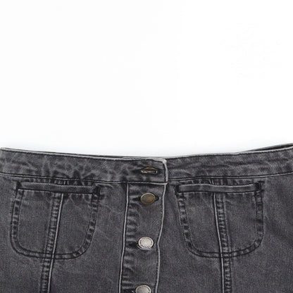 Topshop Womens Grey  Denim Mini Skirt Size 26 in
