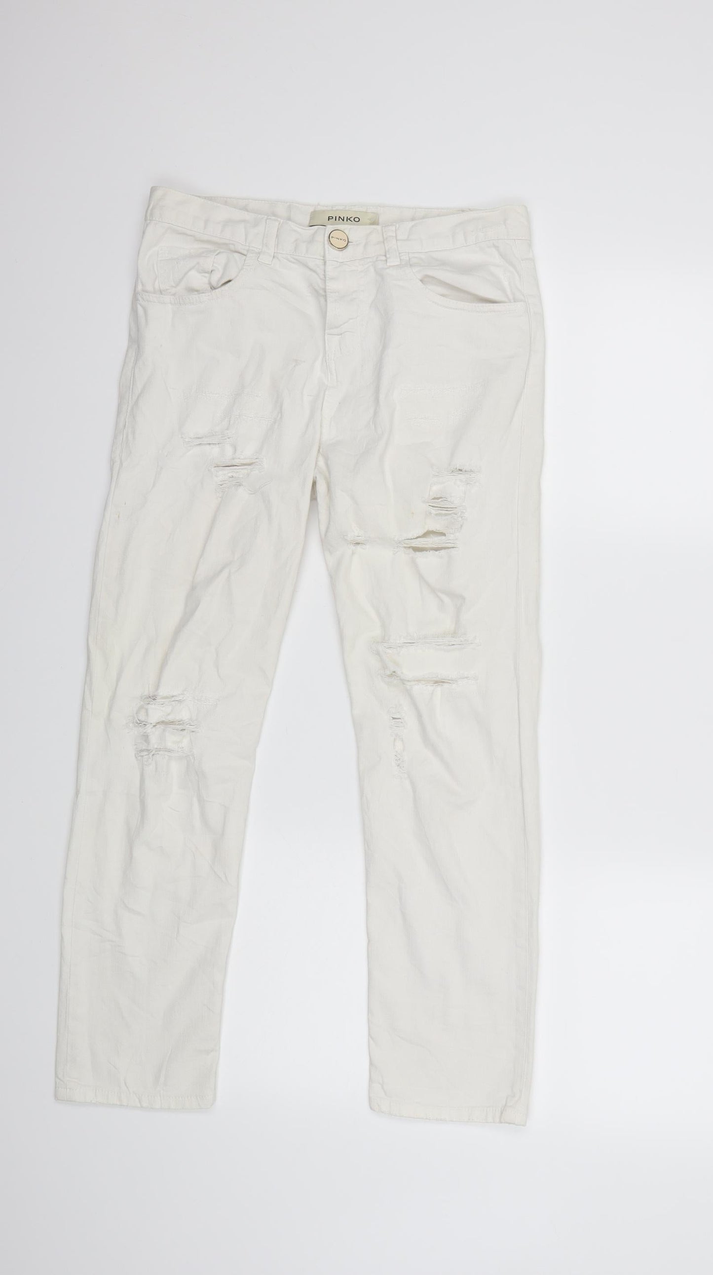 PINKO Womens White  Denim Cropped Jeans Size 25 in L25 in