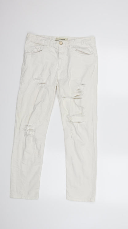 PINKO Womens White  Denim Cropped Jeans Size 25 in L25 in