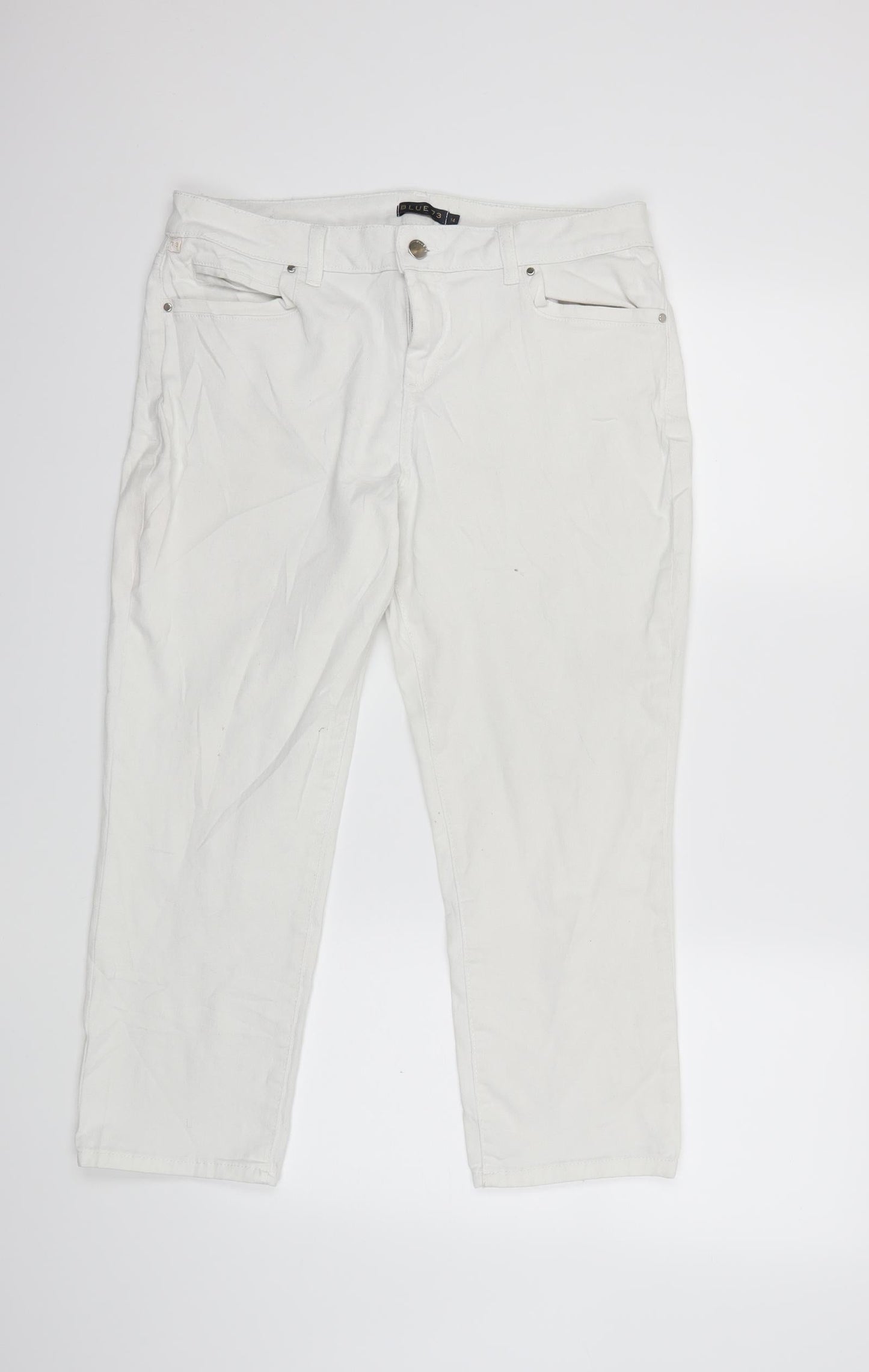 Womens UK Size 14 Blue 73 Regular Fit Straight White Jeans