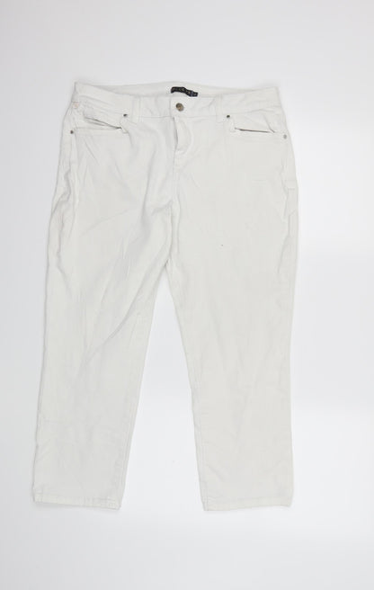 Womens UK Size 14 Blue 73 Regular Fit Straight White Jeans