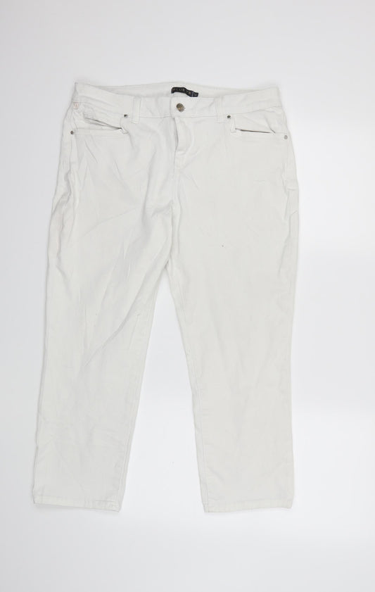 Womens UK Size 14 Blue 73 Regular Fit Straight White Jeans