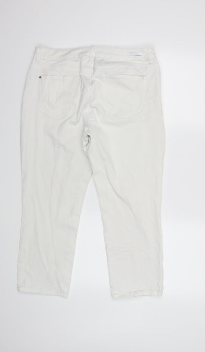 Womens UK Size 14 Blue 73 Regular Fit Straight White Jeans
