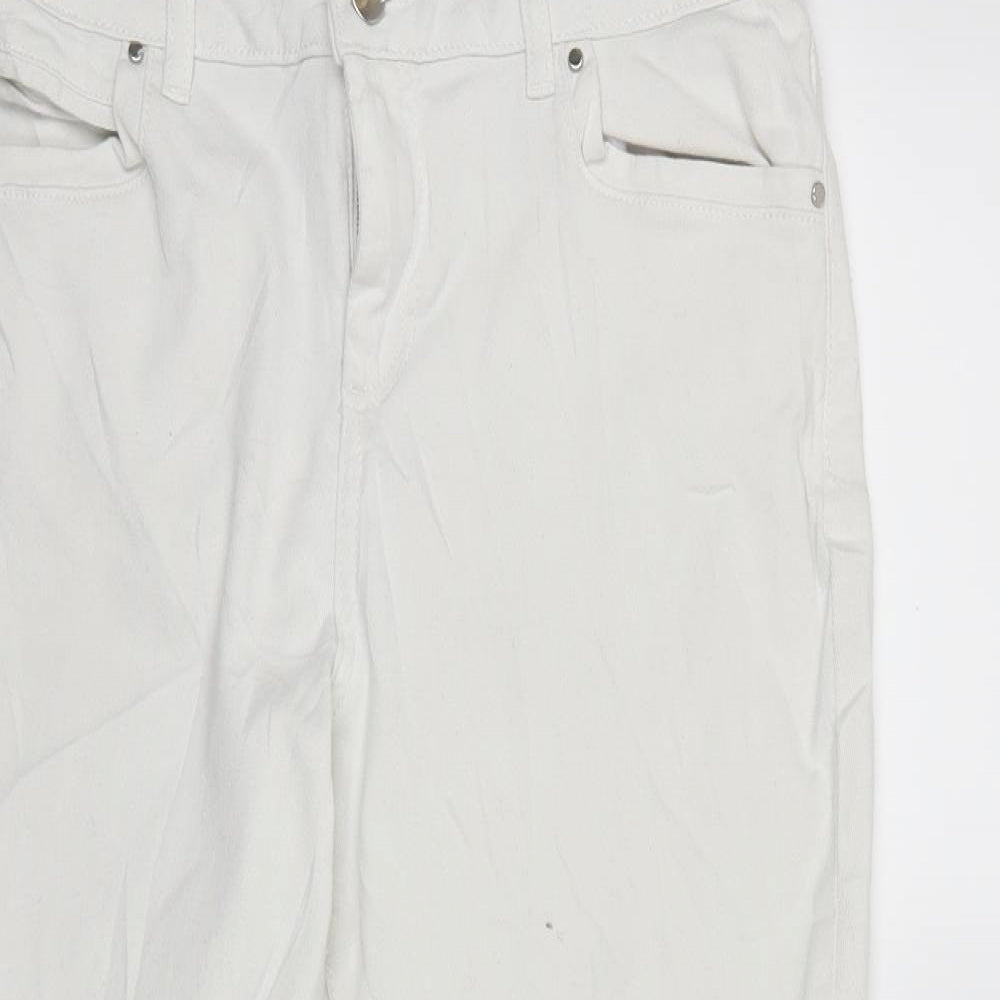 Womens UK Size 14 Blue 73 Regular Fit Straight White Jeans