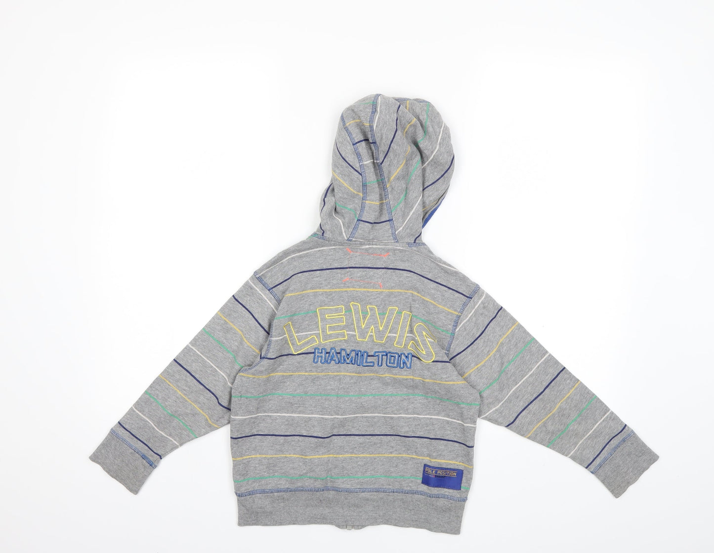 Marks and Spencer Boys Grey Striped  Full Zip Hoodie Size 3-4 Years  - lewi's hamilton