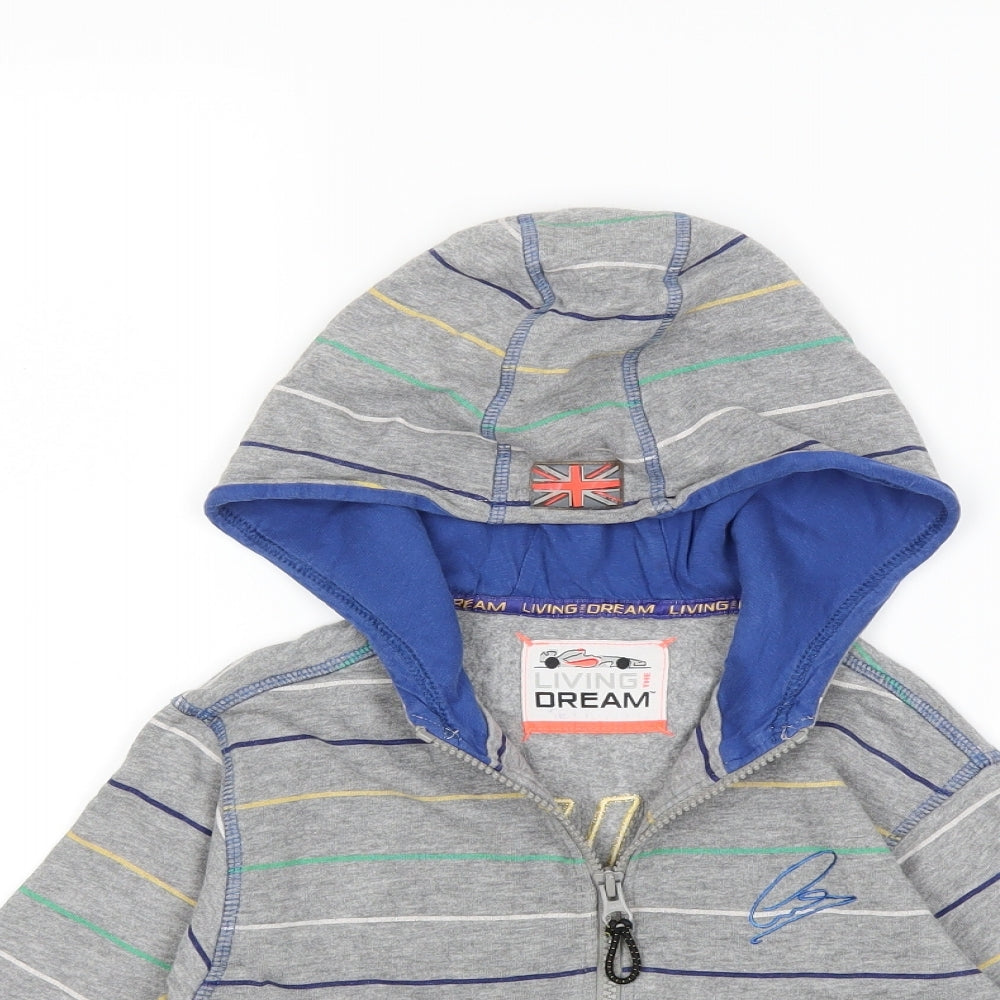 Marks and Spencer Boys Grey Striped  Full Zip Hoodie Size 3-4 Years  - lewi's hamilton
