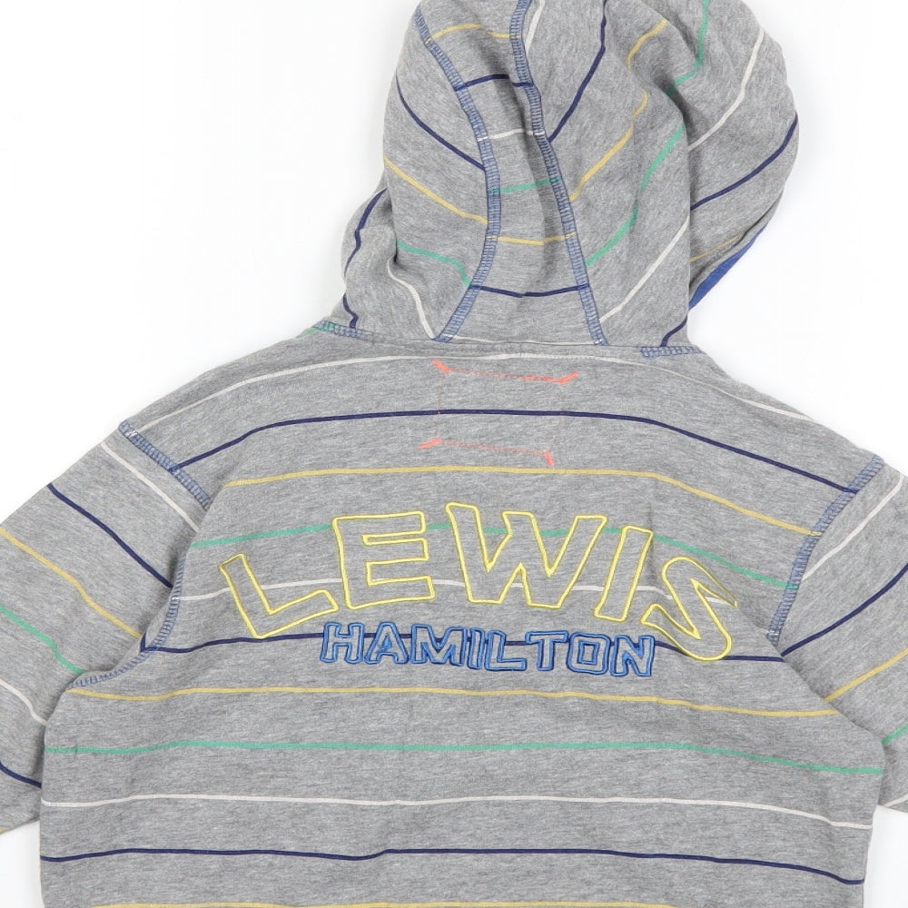 Marks and Spencer Boys Grey Striped  Full Zip Hoodie Size 3-4 Years  - lewi's hamilton