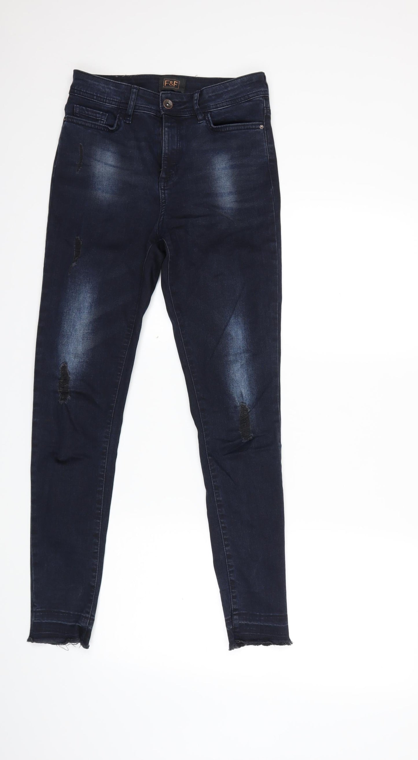 F&F Womens Blue  Denim Skinny Jeans Size 8 L27 in