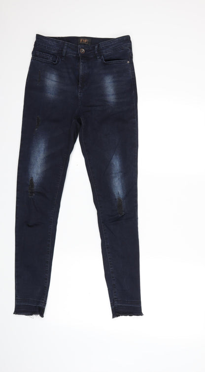 F&F Womens Blue  Denim Skinny Jeans Size 8 L27 in