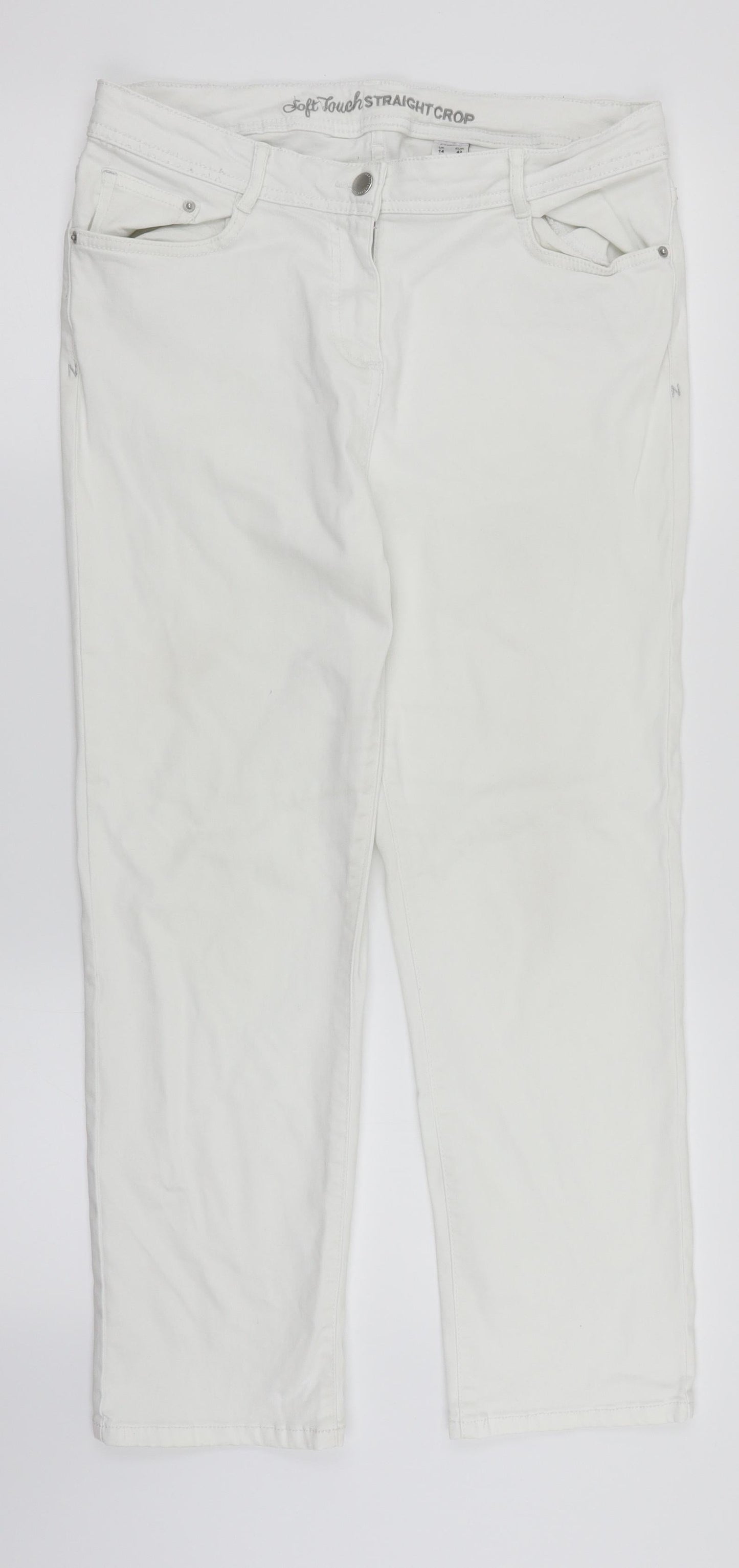 NEXT Womens White  Denim Straight Jeans Size 14 L25 in