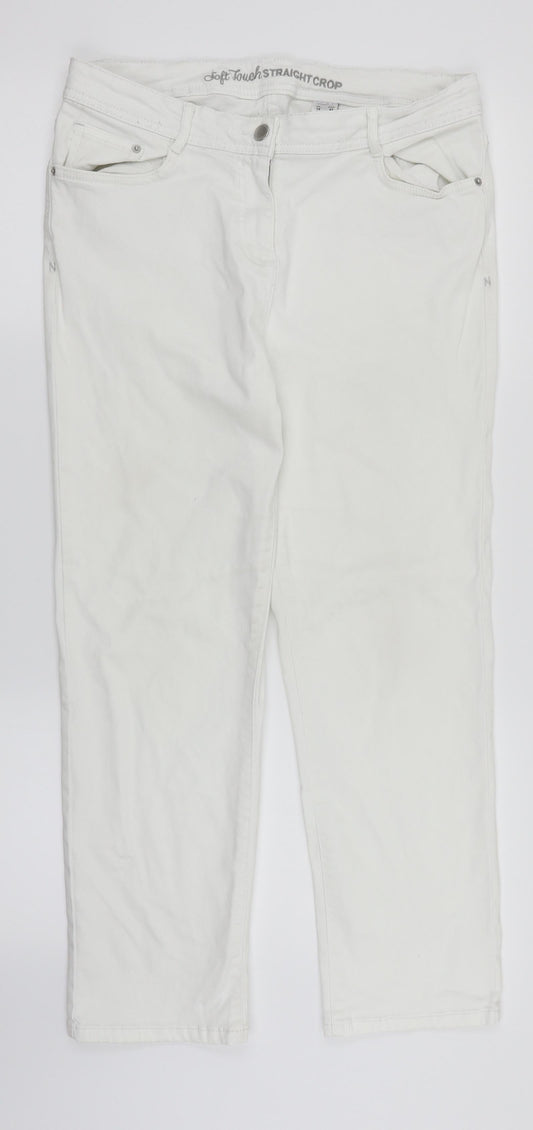NEXT Womens White  Denim Straight Jeans Size 14 L25 in