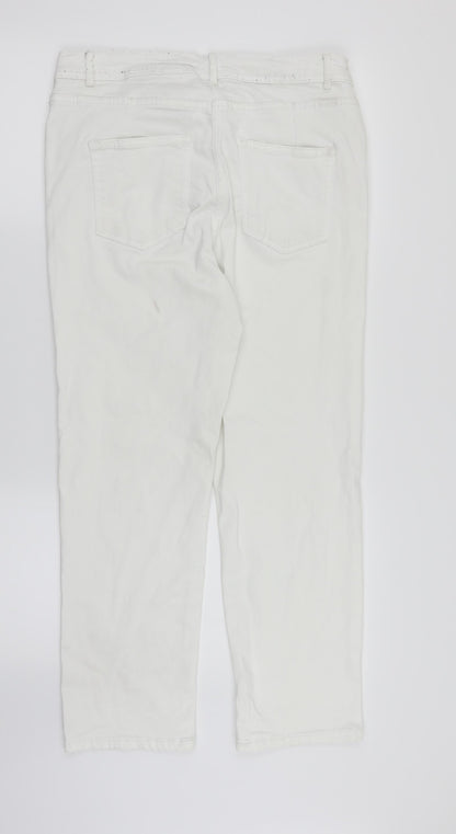 NEXT Womens White  Denim Straight Jeans Size 14 L25 in