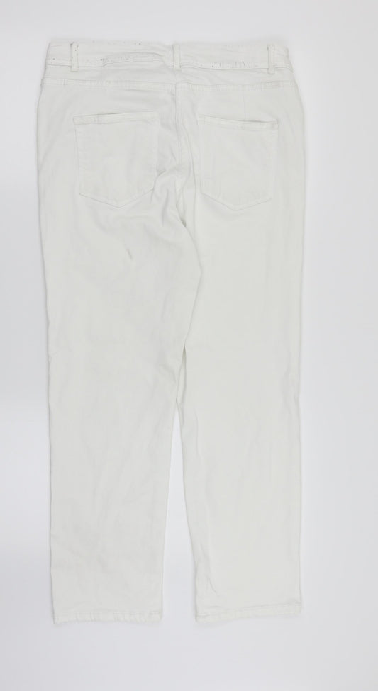 NEXT Womens White  Denim Straight Jeans Size 14 L25 in