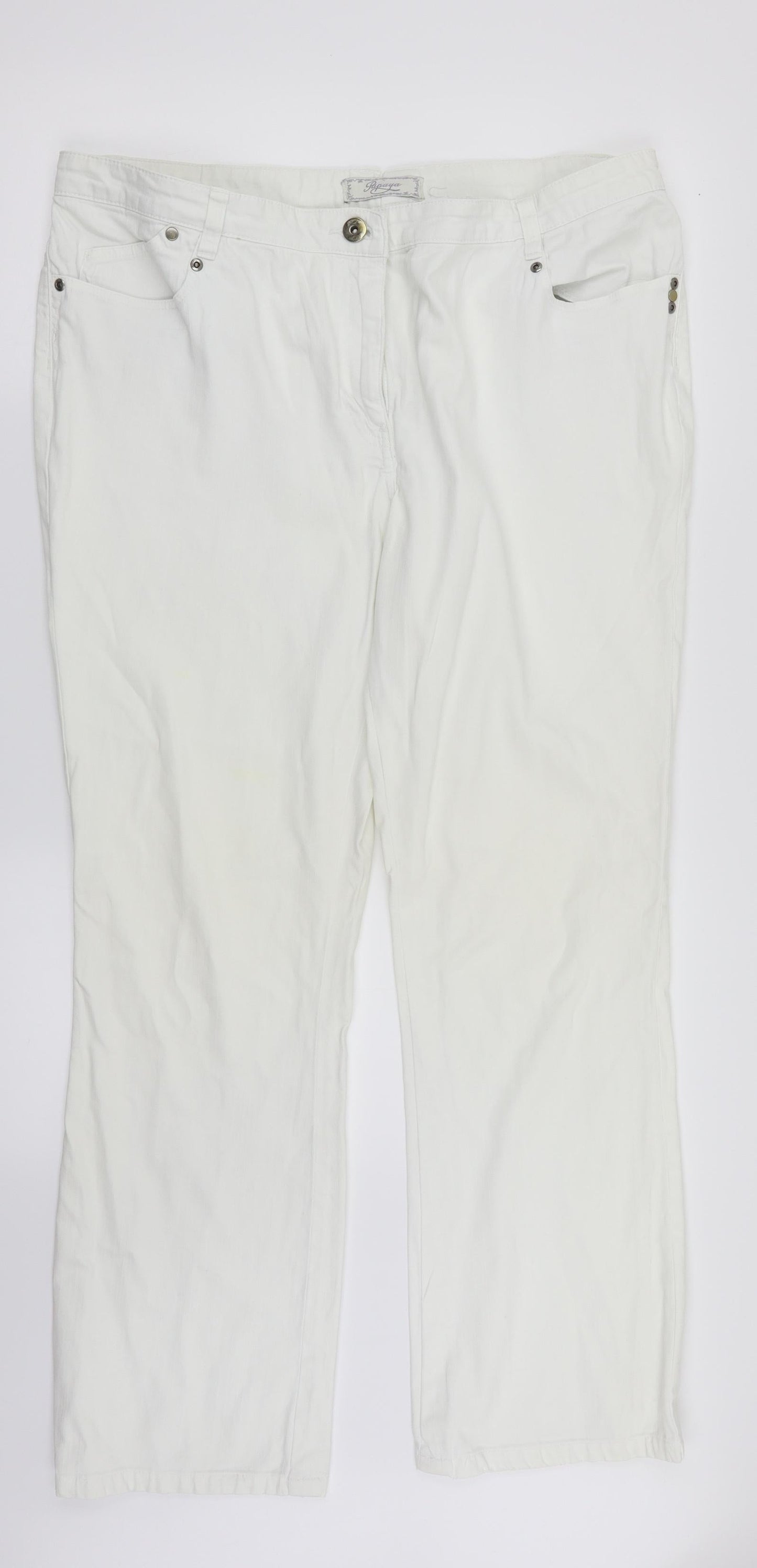 Womens UK Size 18 Papaya Regular Fit Straight White Jeans