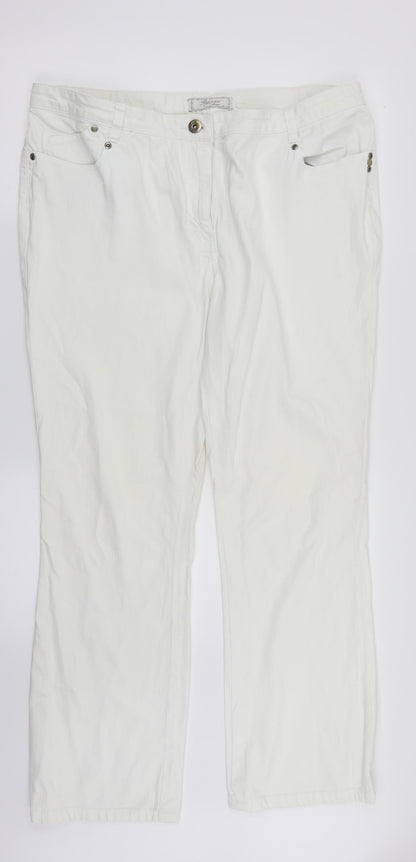 Womens UK Size 18 Papaya Regular Fit Straight White Jeans