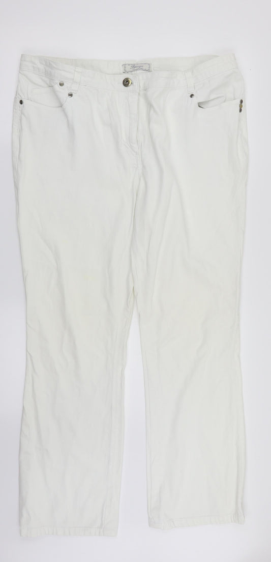 Womens UK Size 18 Papaya Regular Fit Straight White Jeans
