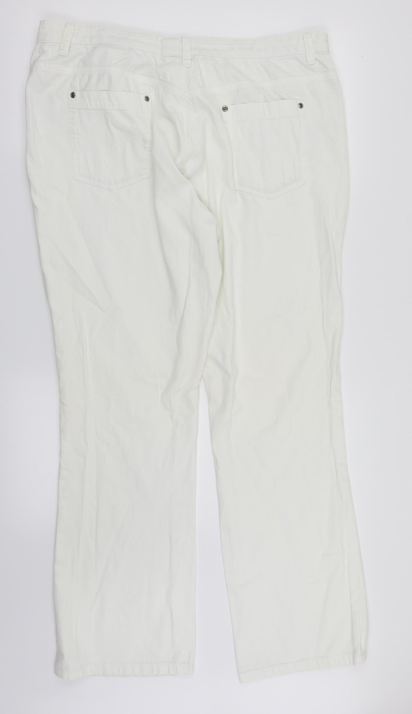 Womens UK Size 18 Papaya Regular Fit Straight White Jeans